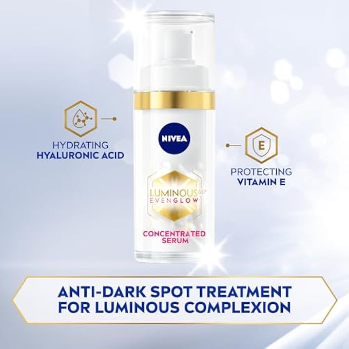 Nivea LUMINOUS 630 EVEN GLOW ANTI DARK SPOT CONCENTRATED FACE SERUM, SPOTLESS EVEN SKIN, HYDRATING HYALURONIC ACID & VITAMIN E, 2X30ML - Image 4
